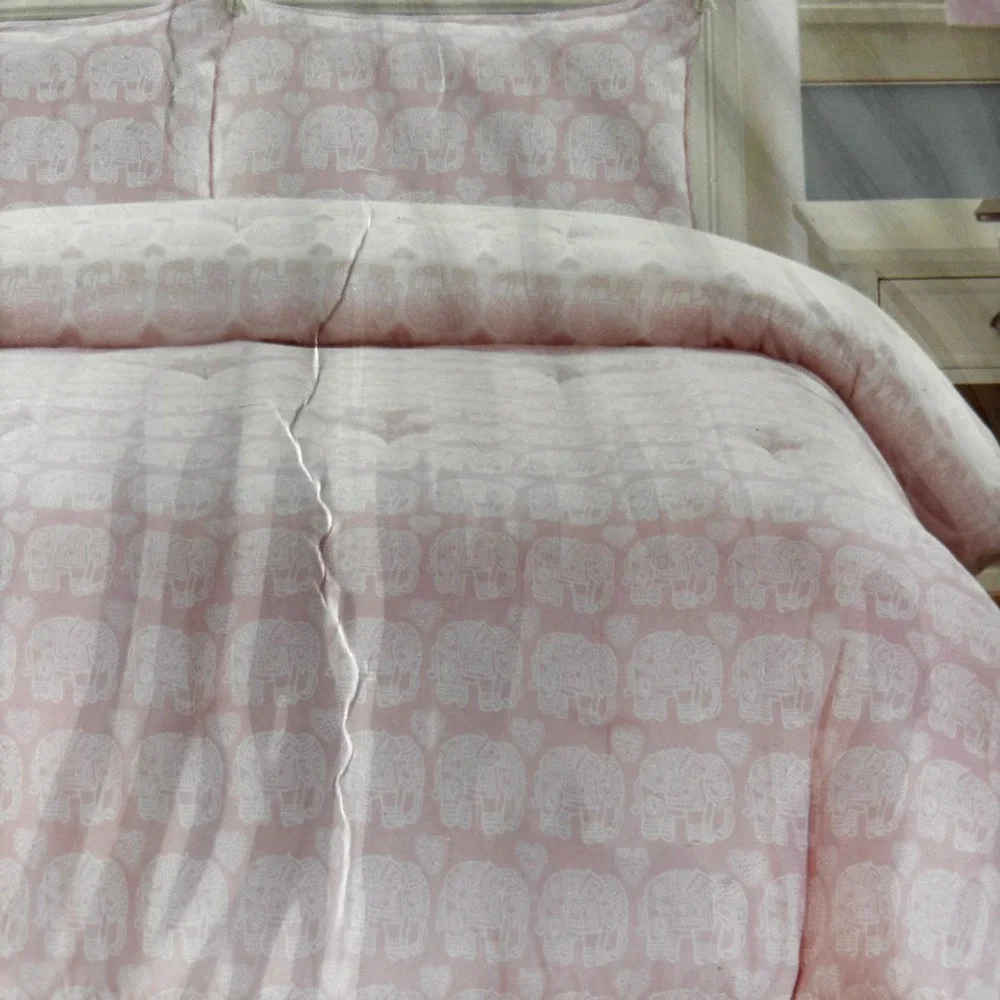 Nicole Miller Home‎ Kids Full Duvet Shams Set 3 Piece Pink Elephant Print